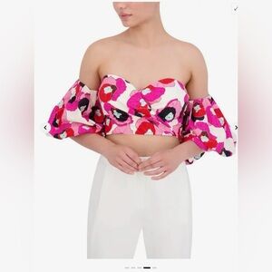 BCBGMAXAZRIA  2Y07T32 Off-The-Shoulder Top Floral NWT